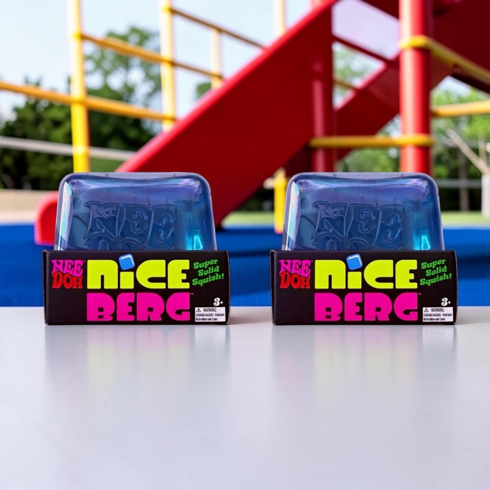 Schylling NeeDoh Nice Berg XL Blue Ice Cube Stress Toy Fidget 2 Pack Bundle